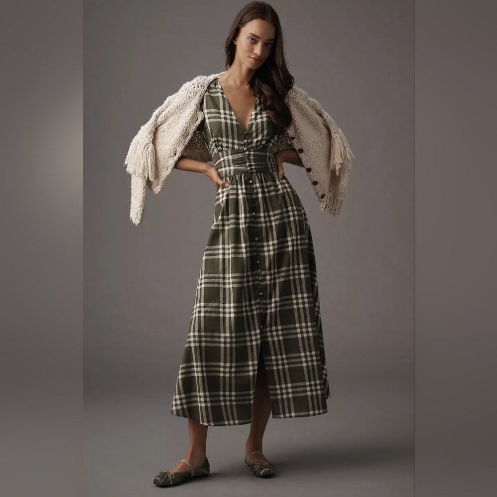 Anthropologie Katerina Button Front Dress Small